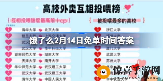 “揭秘饿了么高校恋爱图鉴，情人节免单活动时间预测大揭秘！”